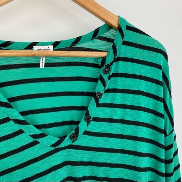 Splendid green and black striped scoop neck long sleeve top size small - Picture 5 of 5